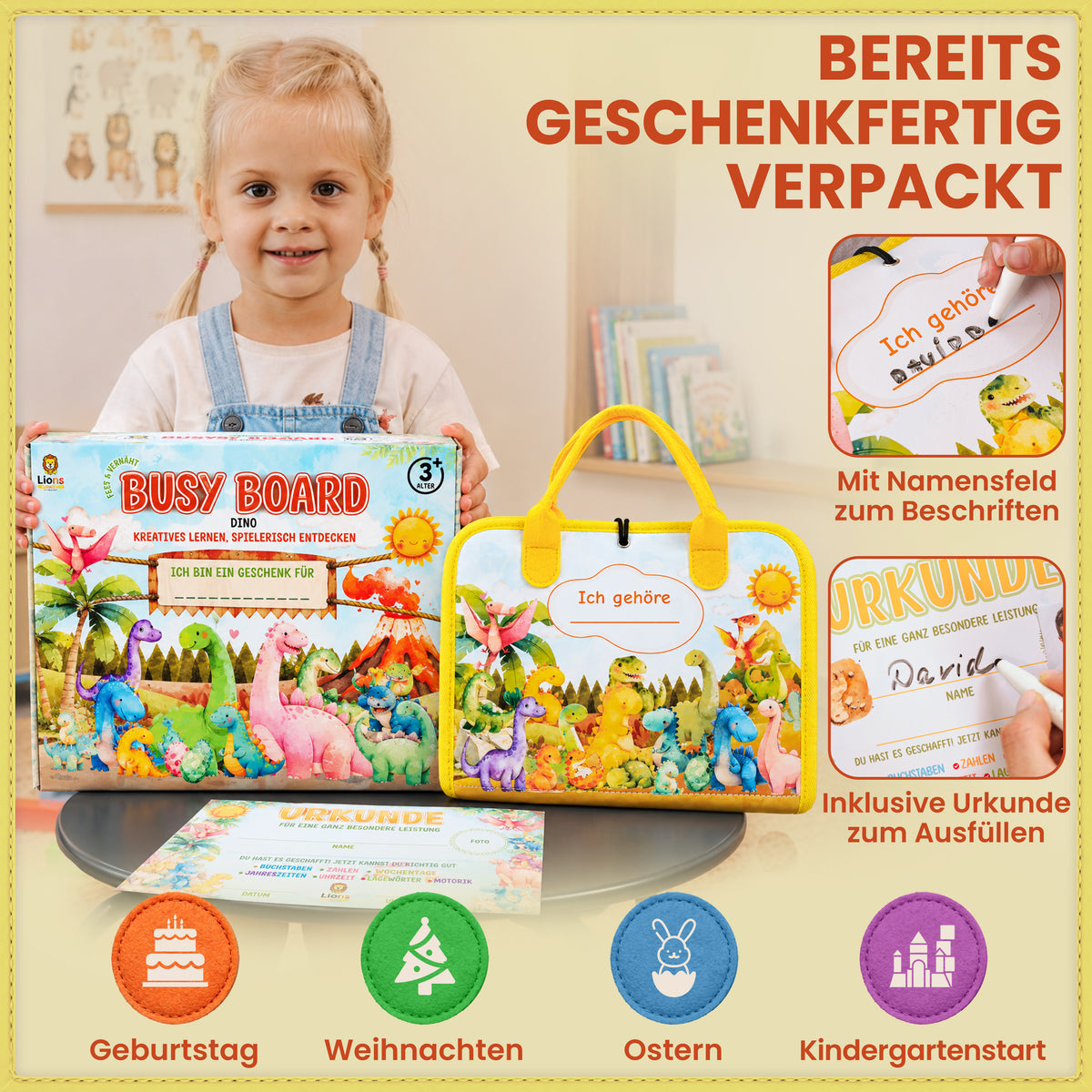 Busy Board Dino | Montessori-Lernspielzeug